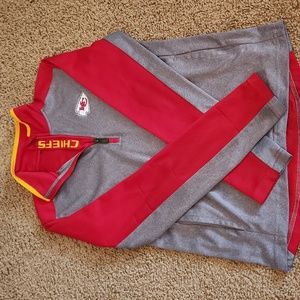 Kansas City Chiefs youth large 3/4 zip long sleeve dri fit NFL